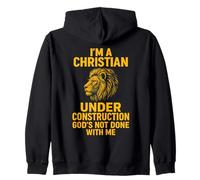 I Am A Christian Under Construction God's Not Done Lion Sweat à Capuche