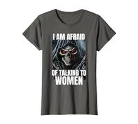 I Am Afraid of Talking to Women Cringe Skeleton T-Shirt, Femme, Asphalte, XXL