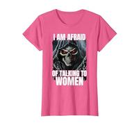 I Am Afraid of Talking to Women Cringe Skeleton T-Shirt, Femme, Rose Chiné, 3XL
