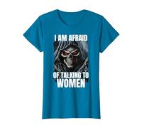 I Am Afraid of Talking to Women Cringe Skeleton T-Shirt, Femme, Saphir, S