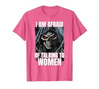 I Am Afraid of Talking to Women Cringe Skeleton T-Shirt, Homme, Rose Chiné, XXL