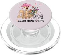 I am Fine Everything is Funny Squelette Western Hat Rose PopSockets PopGrip pour MagSafe