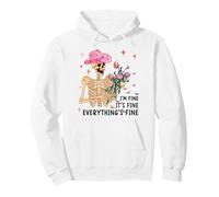 I am Fine Everything is Funny Squelette Western Hat Rose Sweat à Capuche