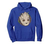 I AM Groot Wooden Head Sweat à Capuche, Unisexe pour Adultes, Bleu Royal, L