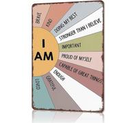 I Am Strong Confident Capable Sign 8 X 12 in
