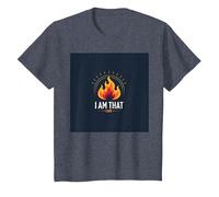 I Am That I am : Empowering Flame of Self-Affirmation T-Shirt, Enfant, Bleu Chiné, 10 Ans