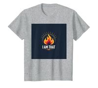 I Am That I am : Empowering Flame of Self-Affirmation T-Shirt, Enfant, Gris Chiné, 8 Ans