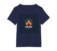 I Am That I am : Empowering Flame of Self-Affirmation T-Shirt, Femme Grandes Tailles, Bleu Marine, 4X