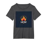 I Am That I am : Empowering Flame of Self-Affirmation T-Shirt, Femme Grandes Tailles, Chiné Foncé, 6X