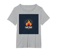 I Am That I am : Empowering Flame of Self-Affirmation T-Shirt, Femme Grandes Tailles, Gris Chiné, 3X