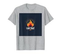 I Am That I am : Empowering Flame of Self-Affirmation T-Shirt, Homme, Gris Chiné, S