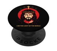I Am The Light of The World John 8:12 Jésus Bible Verse Art PopSockets PopGrip Adhésif