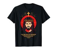 I Am The Light of The World John 8:12 Jésus Bible Verse Art T-Shirt