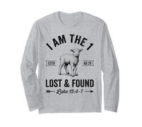 I Am The Lost and Found Christian Lamb Verse de la Bible Faith Art Manche Longue