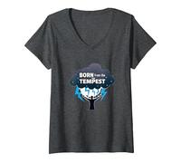 I Am The Storm : Un Art inspirant né de la tempête T-Shirt avec Col en V, Femme, Chiné Foncé, XL