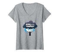 I Am The Storm : Un Art inspirant né de la tempête T-Shirt avec Col en V, Femme, Gris Chiné, M