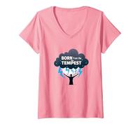 I Am The Storm : Un Art inspirant né de la tempête T-Shirt avec Col en V, Femme, Rose, XL