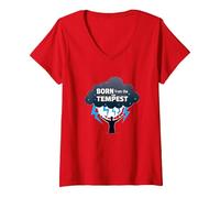 I Am The Storm : Un Art inspirant né de la tempête T-Shirt avec Col en V, Femme, Rouge, L