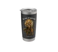 I Am Who I Am Exodus 3:14 Christian Warrior Lion Espagnol Gobelet isotherme en acier inoxydable double paroi