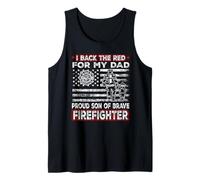 I Back The Red for My Dad Proud Son Firefighter Fathers Day Débardeur