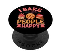 I Bake People Happy Cupcake Cookie Joy PopSockets PopGrip Adhésif