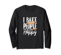 I Bake People Happy Kitchen Lover Funny Baking Pun Bakery Manche Longue