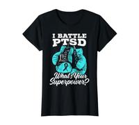 I Battle PTSD Unicorn Stress Disorder T-Shirt Graphique avec Valeur, Femme, Noir, M