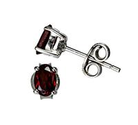 I-be, Boucles d'oreilles ovales en argent 925 avec grenat à facettes 4 x 6 mm, livrées dans un coffret cadeau 352122KF