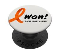 I Beat Kidney Cancer. I Won! Orange Ribbon for Survivors PopSockets PopGrip Adhésif