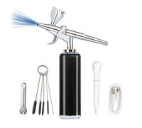 I-BEAUTEE Kit d'aérographe portable sans fil 27 psi, compresseur d'aérographe portable sans fil, rechargeable, mini aérographe pour barbier, peinture de modèle, nail art, maquillage, tatouage (noir)