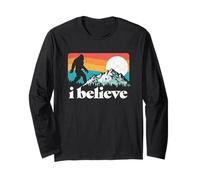 I Believe! Funny Retro Bigfoot Mountains Manche Longue