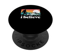 I Believe! Funny Retro Bigfoot Mountains PopSockets PopGrip Adhésif