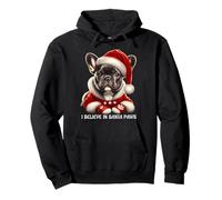 I Believe In Santa Paws Bouledogue français mignon propriétaire de Noël Sweat à Capuche