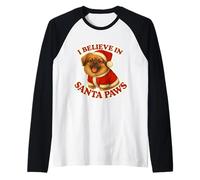 I Believe in Santa Paws Épagneul tibétain Merry Christmas Manche Raglan