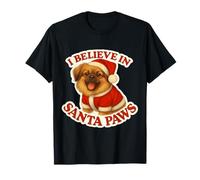 I Believe in Santa Paws Épagneul tibétain Merry Christmas T-Shirt