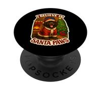 I Believe in Santa Paws Terre-Neuve Chien Maman Papa Noël PopSockets PopGrip Adhésif