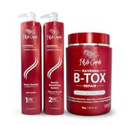 I Belli Capelli Ravenna Professional Keratin Hair B-tox - Cirugia Capilar para el Cabello, lissage, traitement capillaire B-tox, Celulas Madres Para el Cabello-Straightener System 3 x 1 L