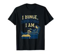 I Binge Therefore I Am Film Buff Graphic Bleu marine doré T-Shirt