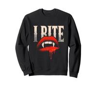 I Bite Dents de Vampire Crocs Lèvres Rouges Spooky Halloween Sweatshirt