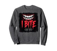 I Bite Not Friendly Ne touchez Pas de féroces Crocs d'avertissement Sweatshirt, Unisexe pour Adultes, Chiné Foncé, XL