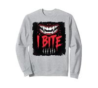 I Bite Not Friendly Ne touchez Pas de féroces Crocs d'avertissement Sweatshirt, Unisexe pour Adultes, Gris Chiné, S