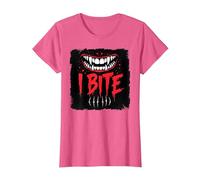 I Bite Not Friendly Ne touchez Pas de féroces Crocs d'avertissement T-Shirt, Femme, Rose Chiné, XS