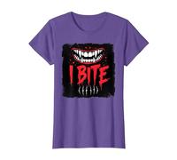 I Bite Not Friendly Ne touchez Pas de féroces Crocs d'avertissement T-Shirt, Femme, Violet Chiné, XS