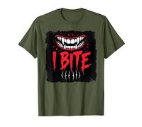 I Bite Not Friendly Ne touchez Pas de féroces Crocs d'avertissement T-Shirt, Homme, Olive, M