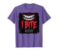 I Bite Not Friendly Ne touchez Pas de féroces Crocs d'avertissement T-Shirt, Homme, Violet Chiné, M