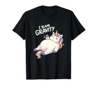 I Blame Gravity Funny Lazy Sarcastic Magic Unicorn Humour T-Shirt