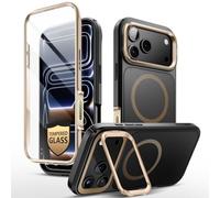 i-BLASON Ares Coque pour iPhone 17 Pro 6,3" 2025 avec Support [MagSafe Compatible] [Protection d'Ecran Verre Trempé] [Bouton Caméra Compatible] Protection Intégrale Robuste Magnétique (Desert)