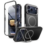 i-BLASON Ares Coque pour iPhone 17 Pro Max 6,9" 2025 avec Support [MagSafe Compatible] [Protection d'Ecran Verre Trempé] [Bouton Caméra Compatible] Protection Intégrale Robuste Magnétique (Noir)