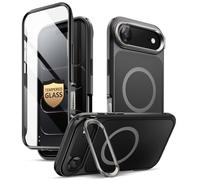 i-BLASON Ares Coque pour iPhone Air 6,5" 2025 avec Support [MagSafe Compatible] [Protection d'Ecran Verre Trempé] [Bouton Caméra Compatible] Protection Intégrale Robuste Magnétique (Noir)