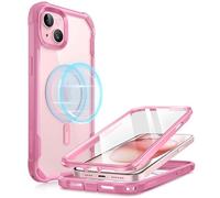 i-Blason AresMag Coque pour iPhone 15/iPhone 14/iPhone 13 [6,1", Compatible avec MagSafe, Coque intégrale Antichoc avec Protecteur d'écran intégré (Rose)